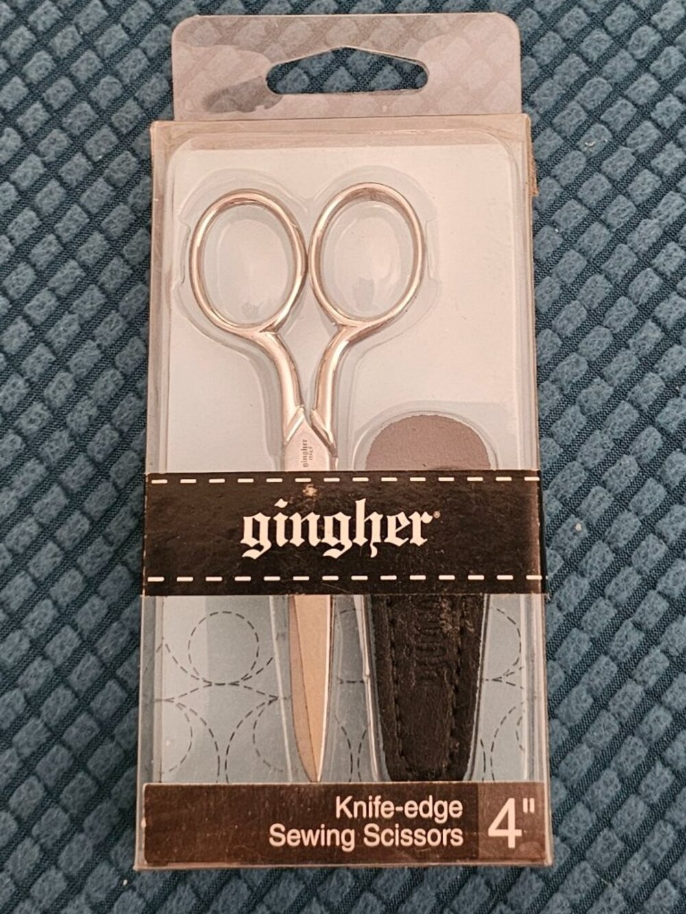 Gingher 4" Knife-Edge Sewing Scissors W/Sheath Italy NEW NIP NWT